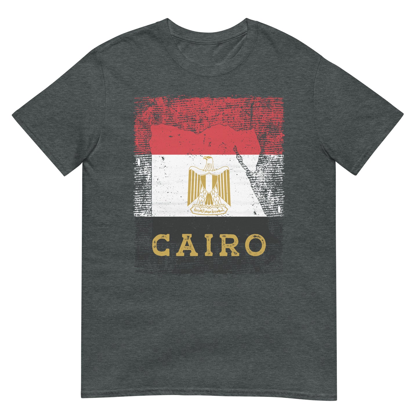 T-shirt unisexe avec drapeau, carte et ville de l'Égypte - Le Caire