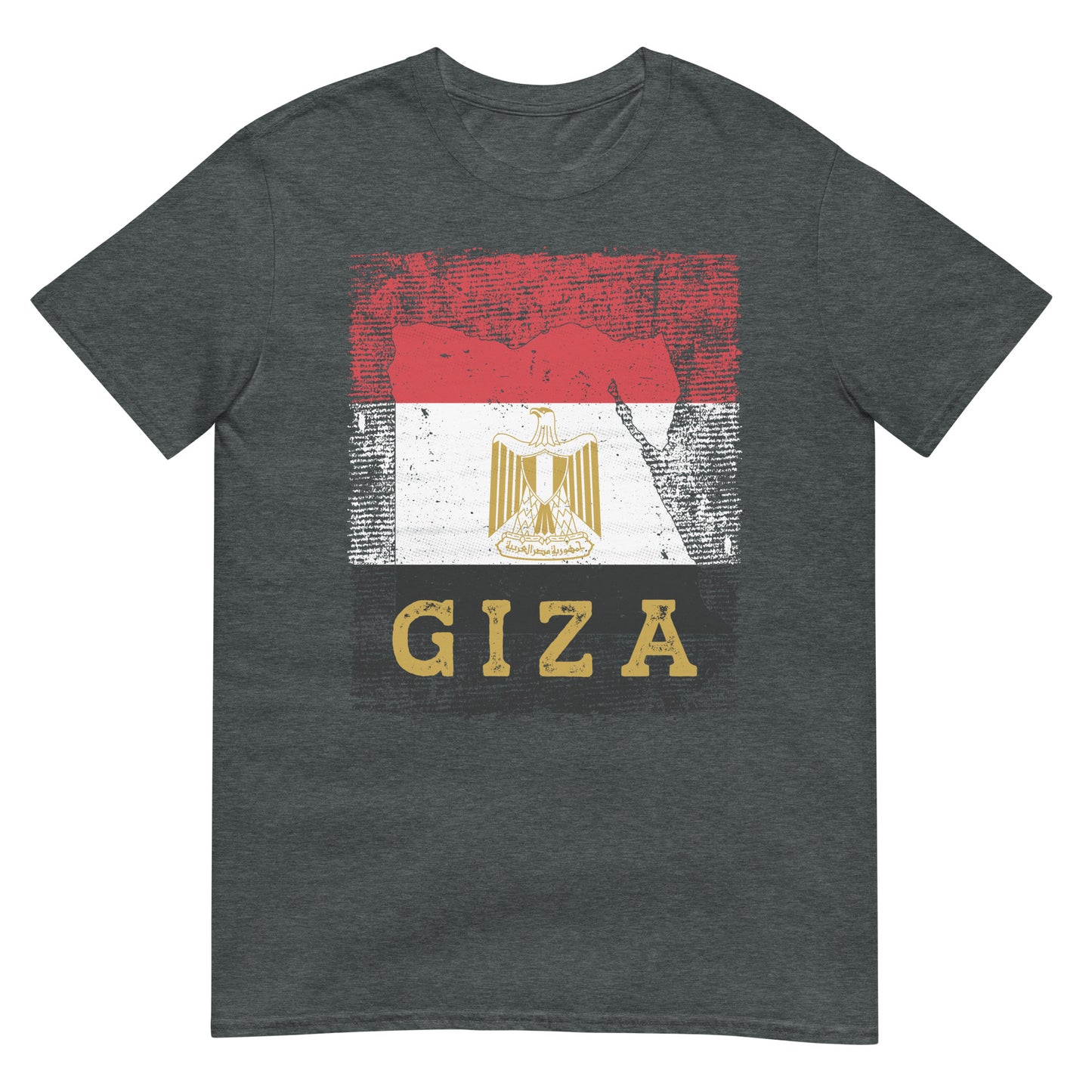 T-shirt unisexe avec drapeau, carte et ville de l'Égypte - Gizeh