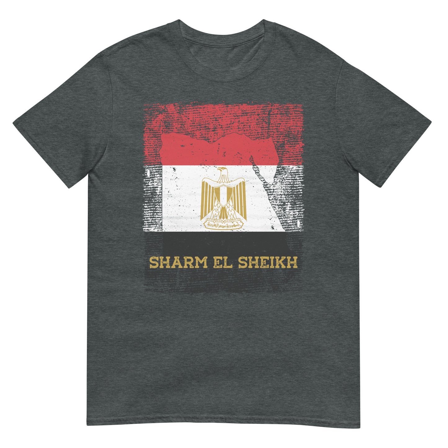 T-shirt unisexe avec drapeau, carte et ville de l'Égypte - Sharm El Sheikh