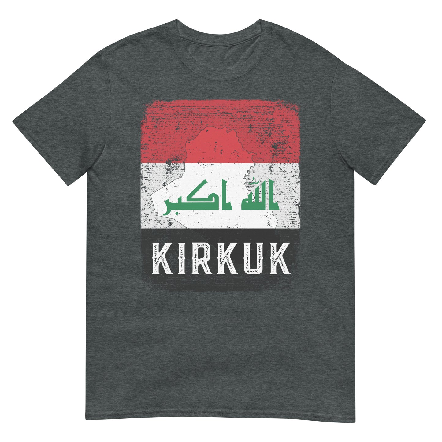 T-shirt unisexe avec drapeau, carte et ville de l'Irak - Kirkouk