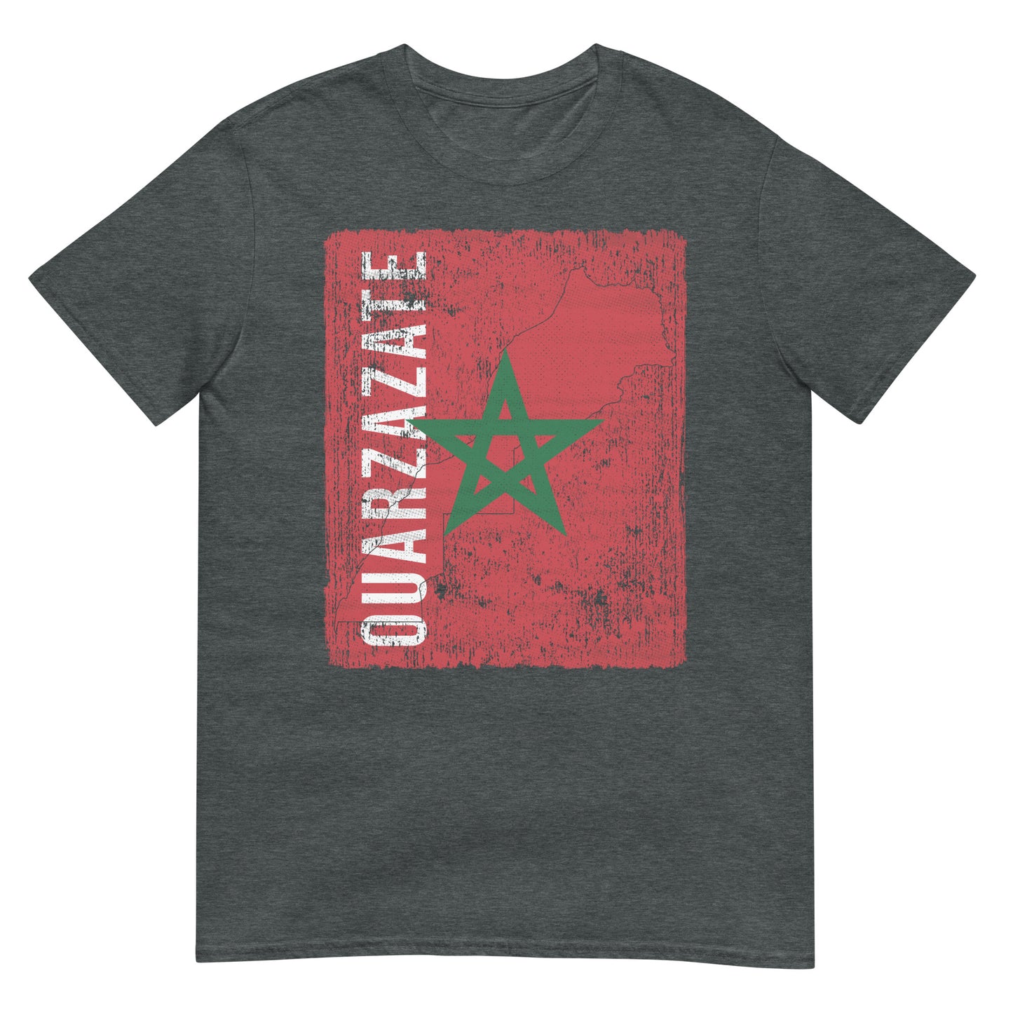 T-shirt unisexe avec drapeau, carte et ville du Maroc - Ouarzazate