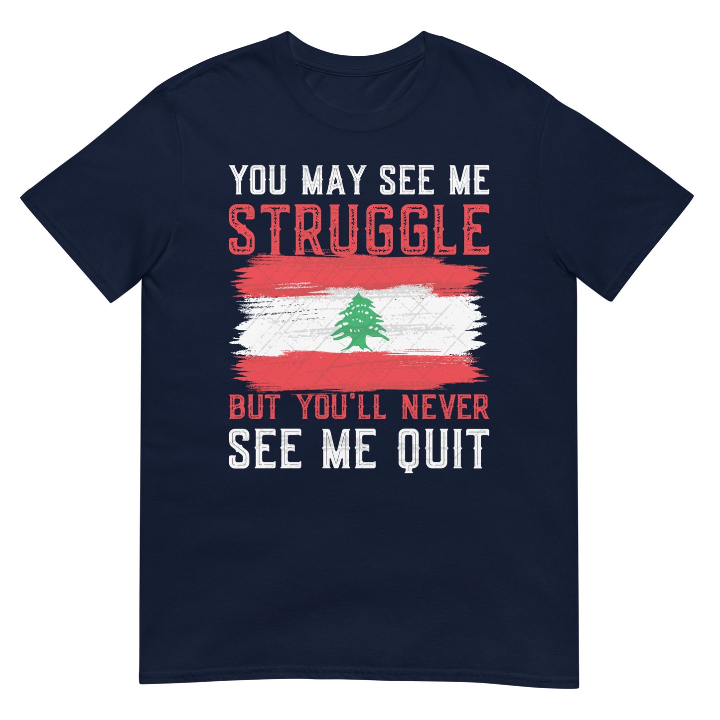 Citation de persévérance avec le drapeau du Liban V2 T-shirt unisexe