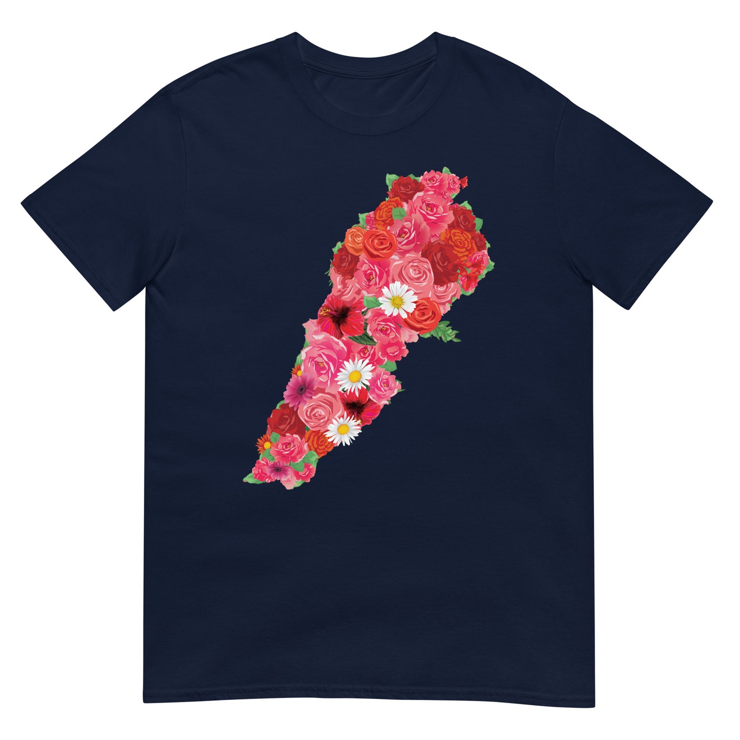 Blumengefüllte Karte des Libanon Unisex T-Shirt