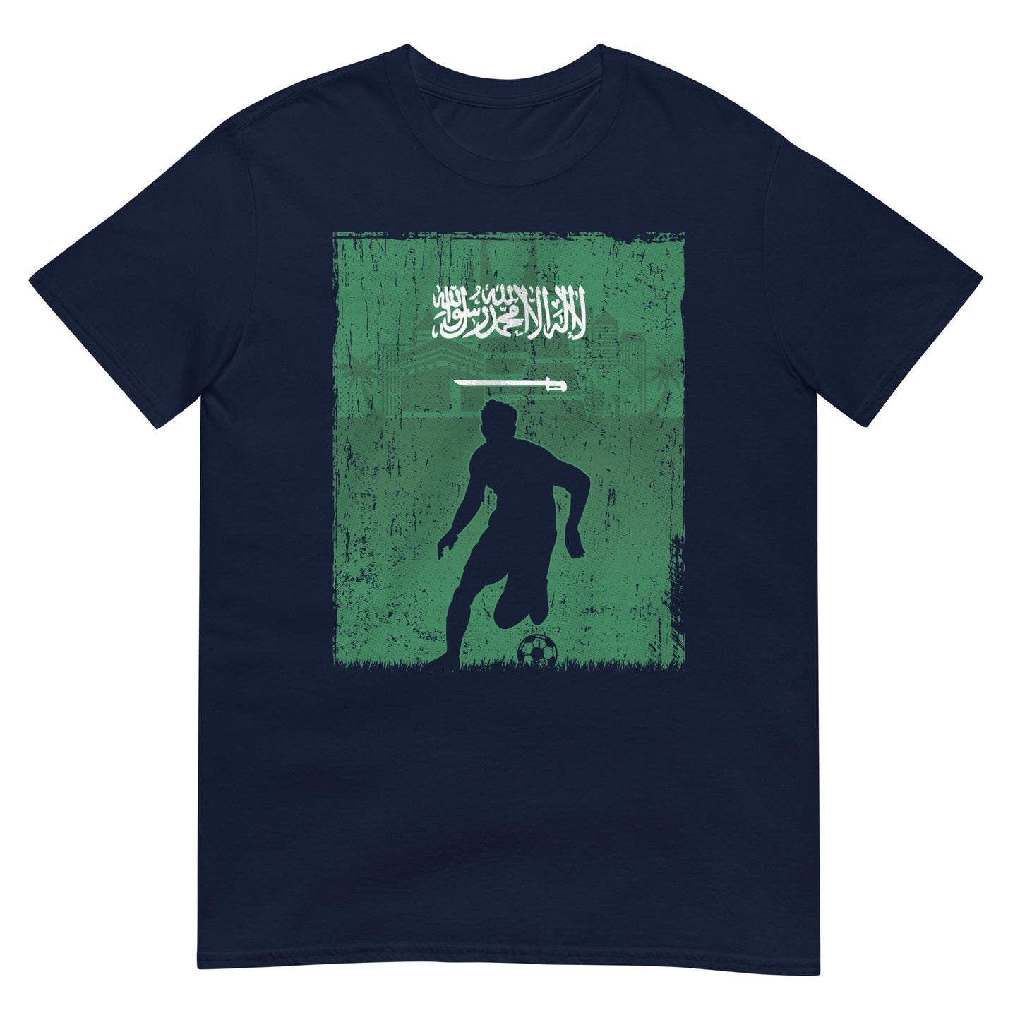 Retro Vintage Fußball mit Saudi-Arabien Flagge Unisex T-Shirt