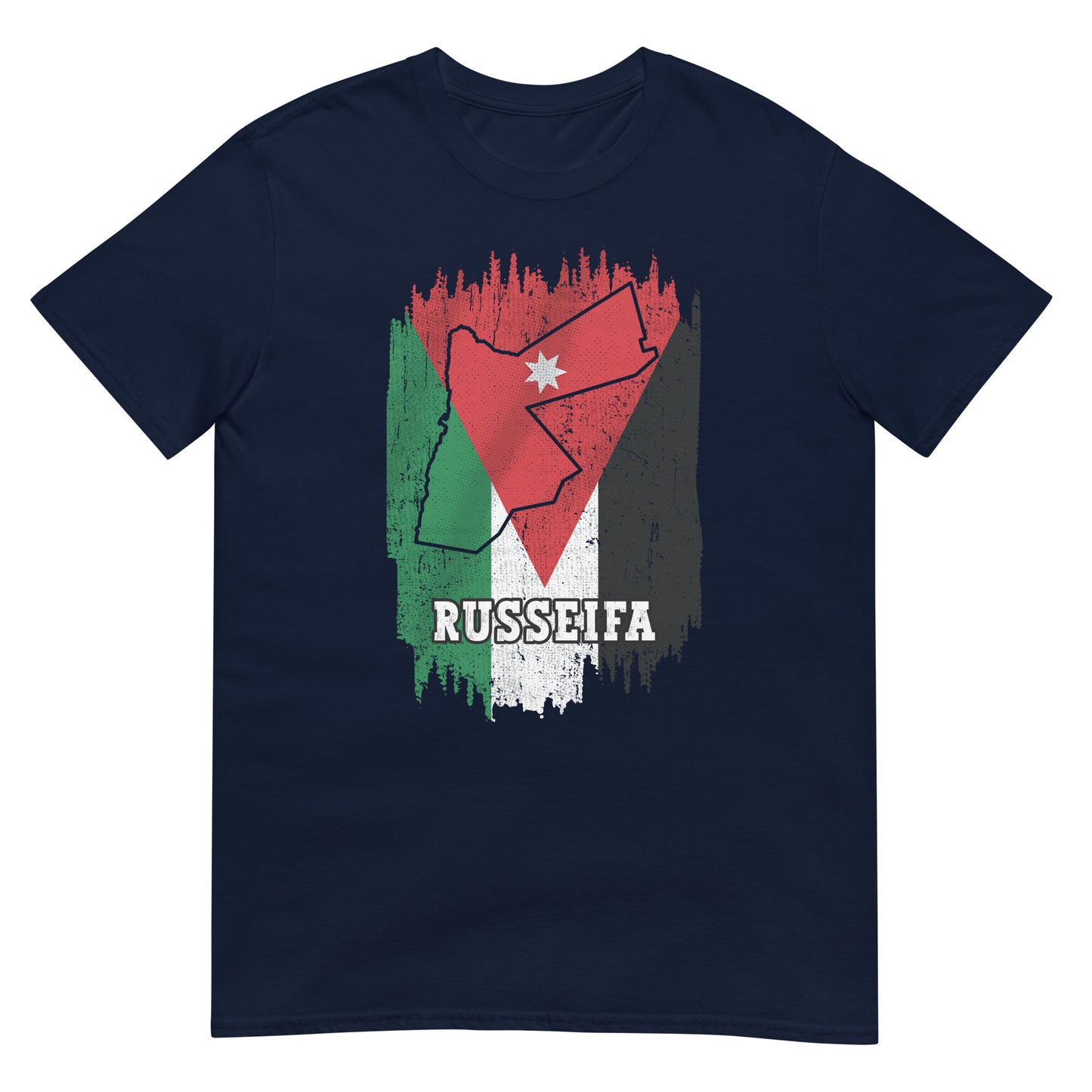 Jordan Flag, Map & City - Russeifa Unisex T-shirt