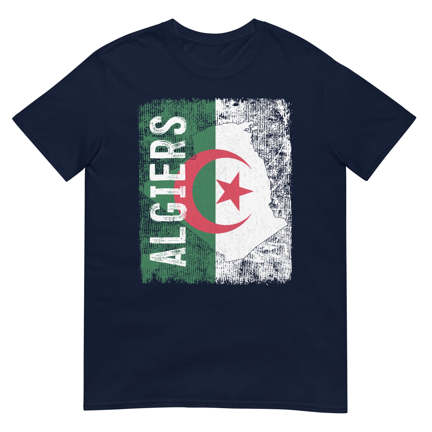 T-shirt unisexe avec drapeau, carte et ville d'Algérie - Alger