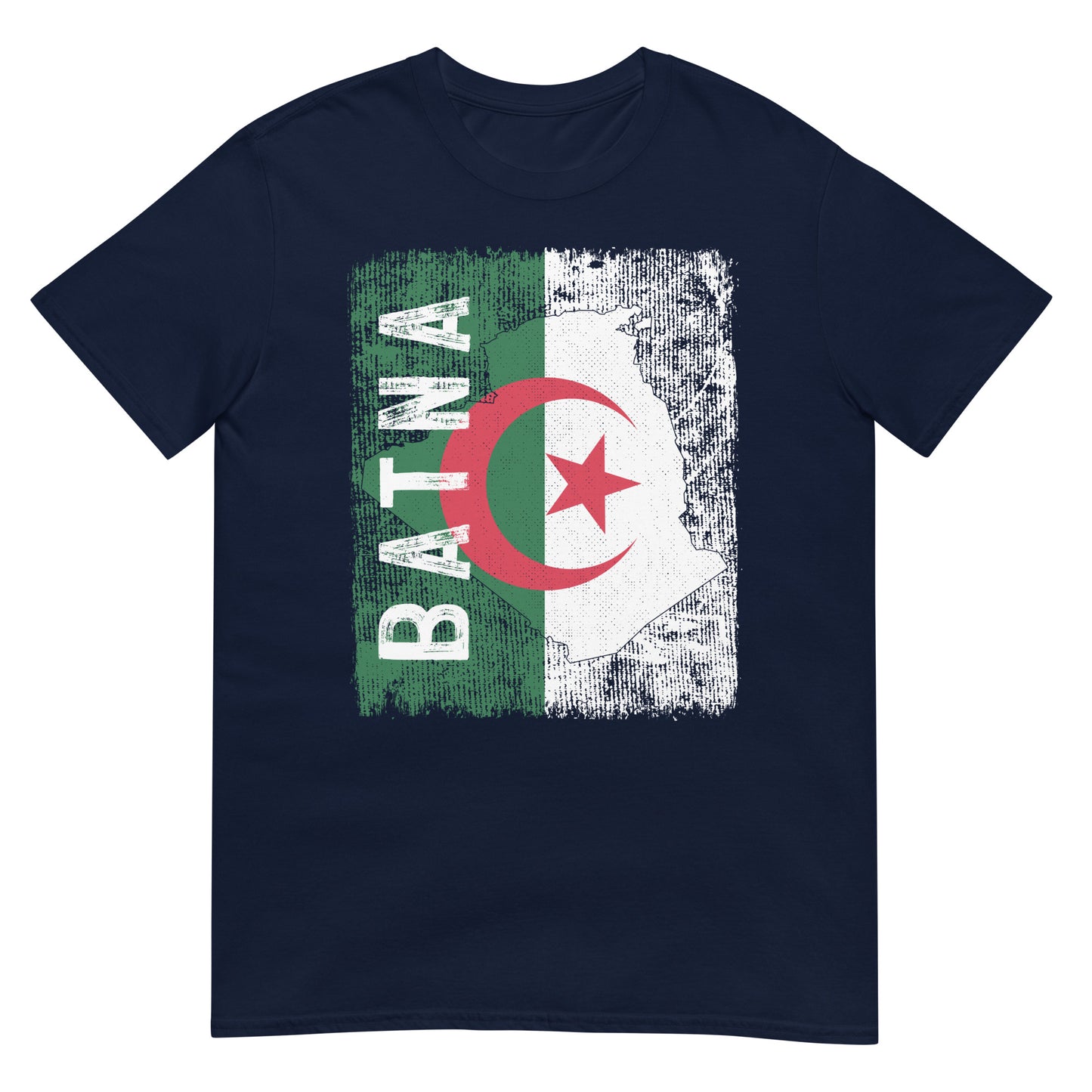 T-shirt unisexe avec drapeau, carte et ville de l'Algérie - Batna