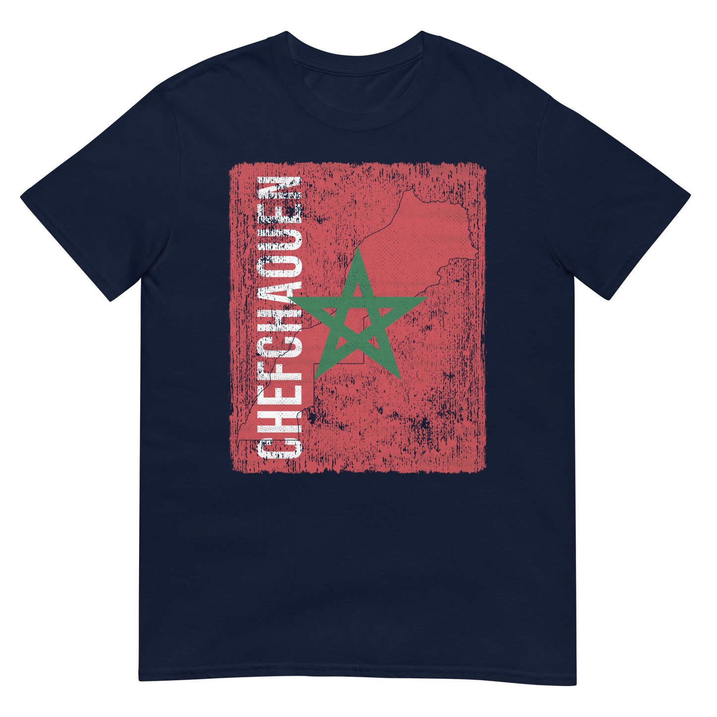 Marokko Flagge, Karte & Stadt - Chefchaouen Unisex T-Shirt