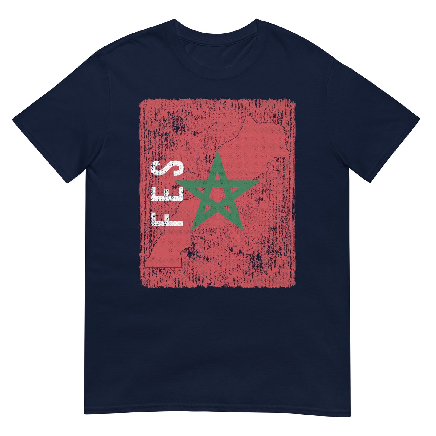 Marokko Flagge, Karte & Stadt - Fes Unisex T-Shirt