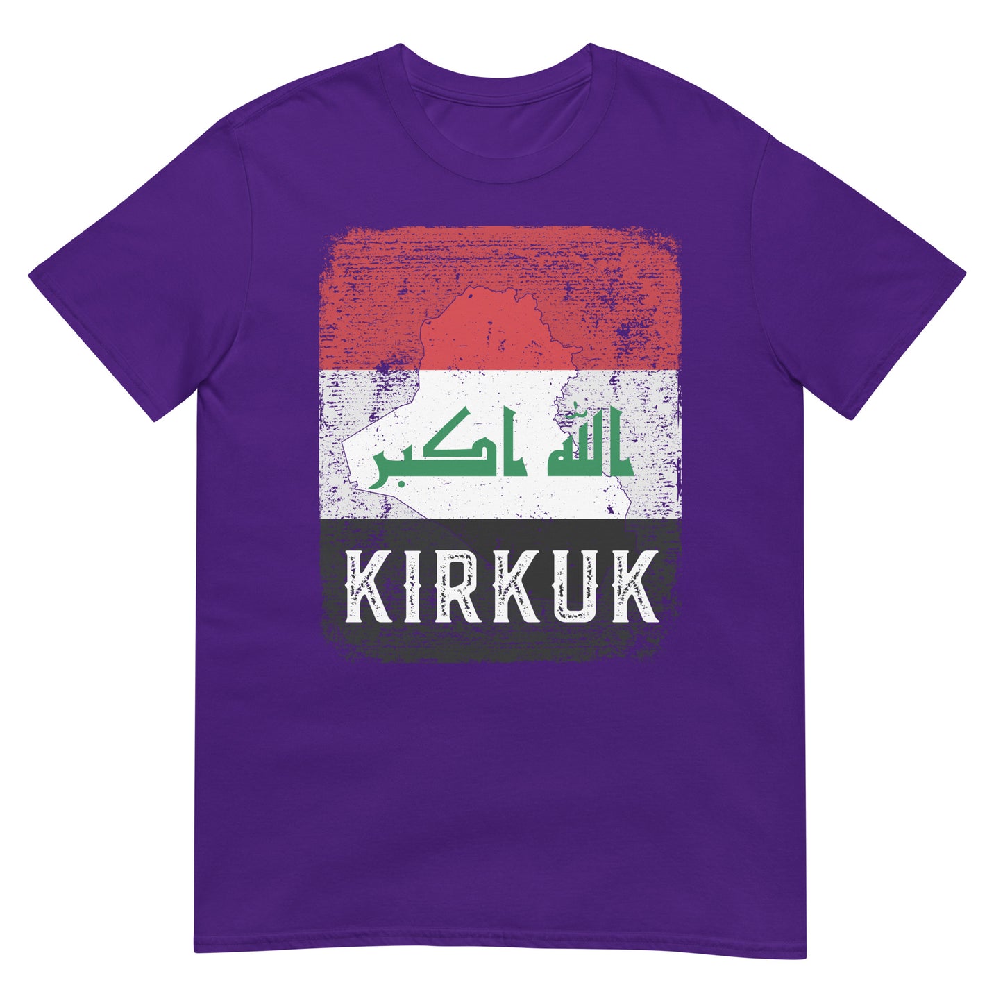 T-shirt unisexe avec drapeau, carte et ville de l'Irak - Kirkouk