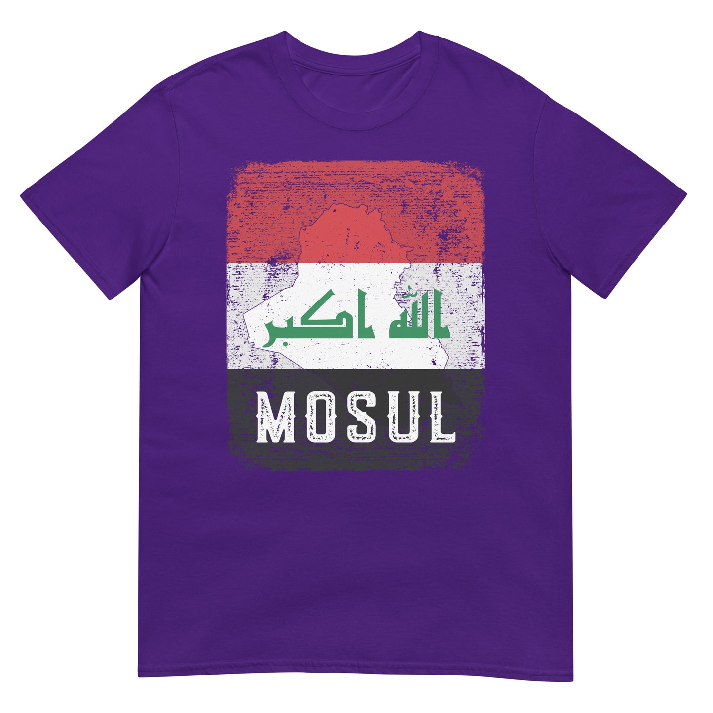 T-shirt unisexe avec drapeau, carte et ville de l'Irak - Mossoul