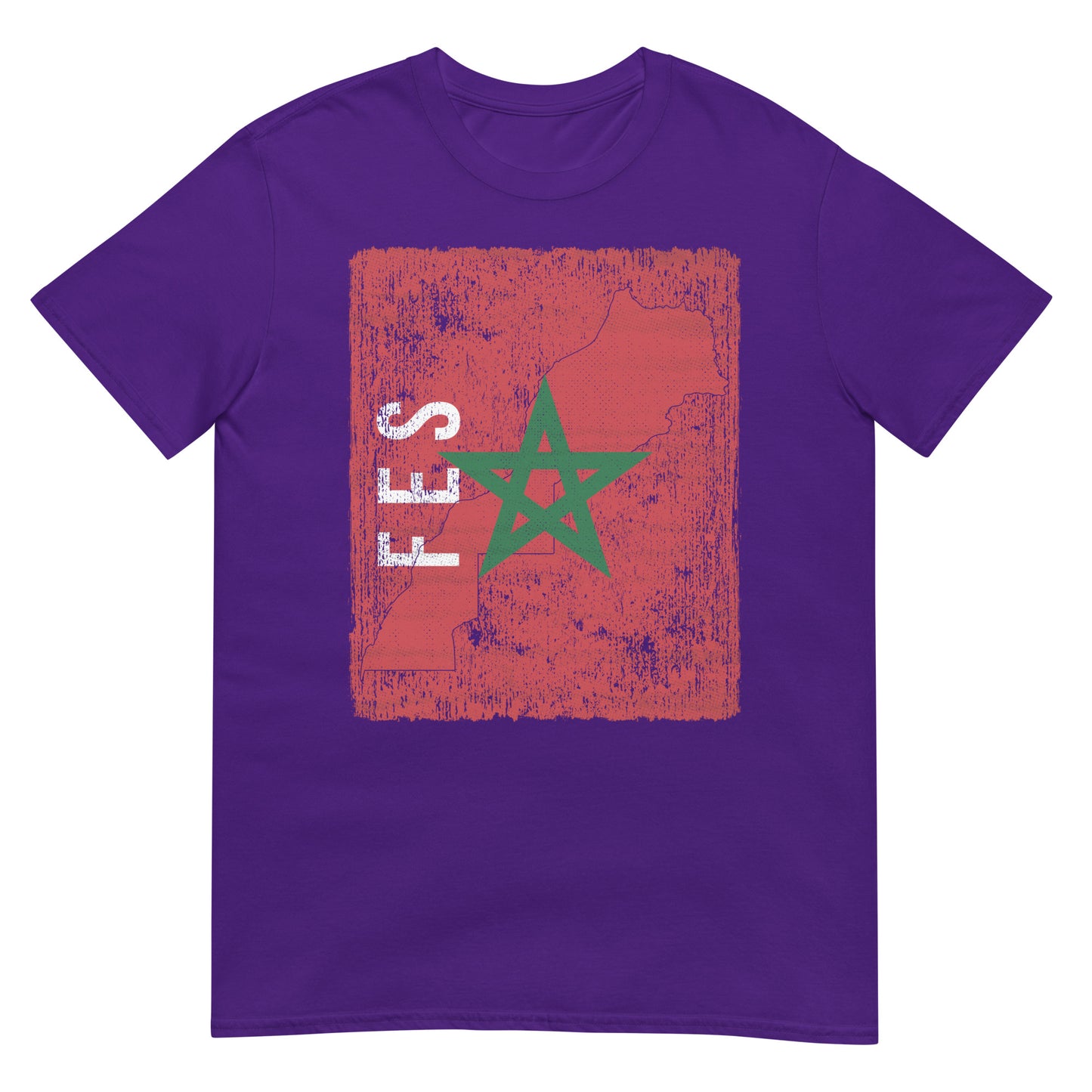 Marokko Flagge, Karte & Stadt - Fes Unisex T-Shirt