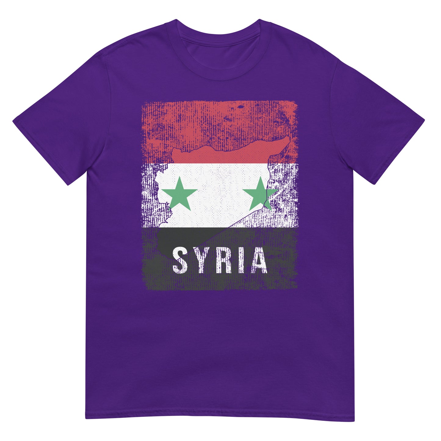 T-shirt unisexe avec drapeau et carte de la Syrie