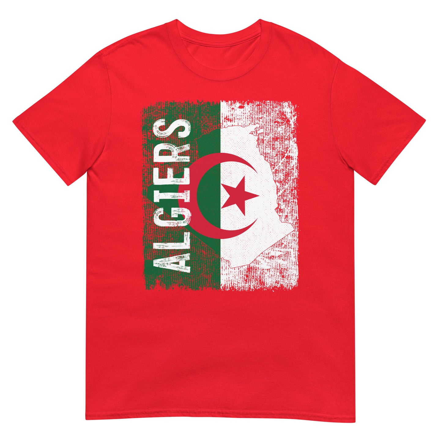 T-shirt unisexe avec drapeau, carte et ville d'Algérie - Alger