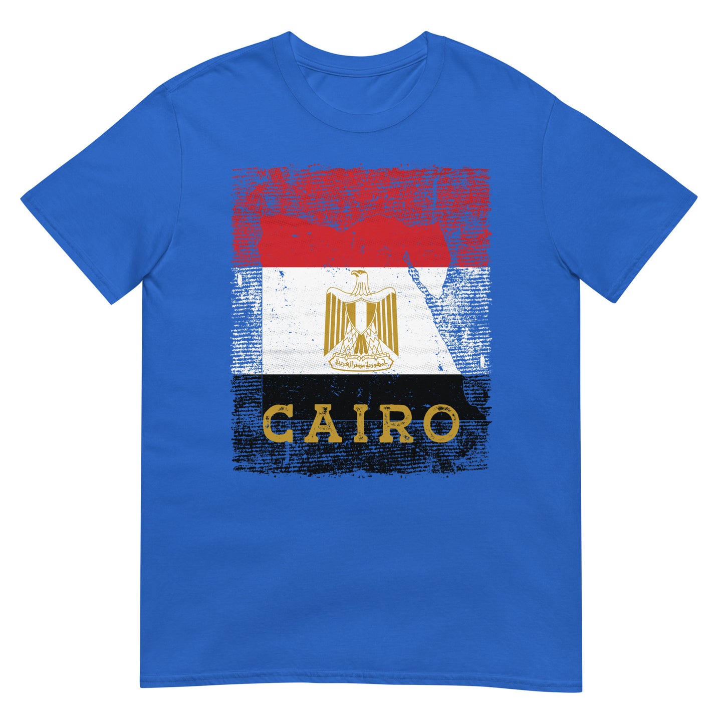 T-shirt unisexe avec drapeau, carte et ville de l'Égypte - Le Caire