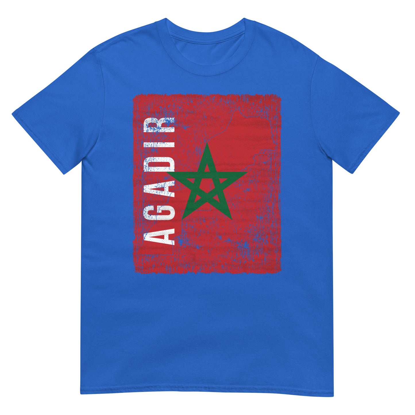 T-shirt unisexe avec drapeau, carte et ville du Maroc - Agadir