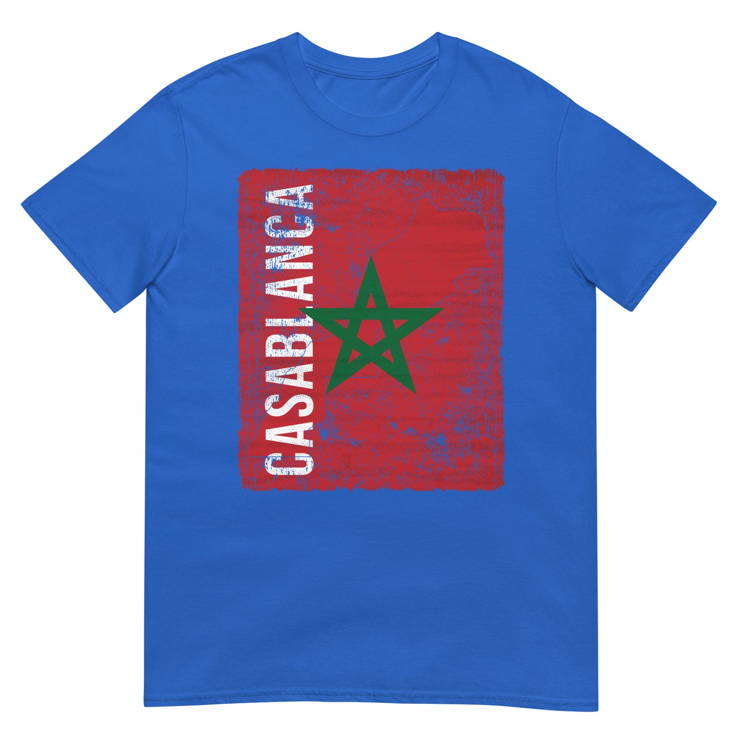 T-shirt unisexe avec drapeau, carte et ville du Maroc - Casablanca