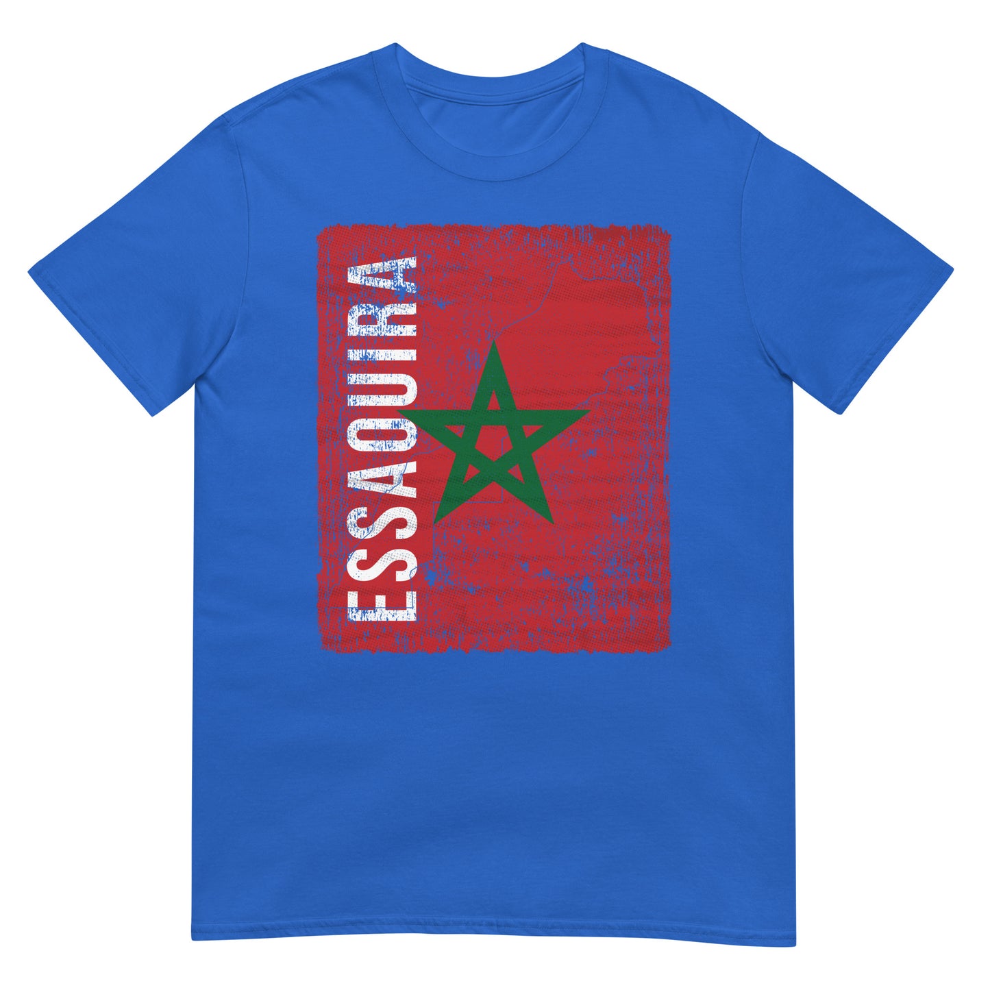 T-shirt unisexe avec drapeau, carte et ville du Maroc - Essaouira