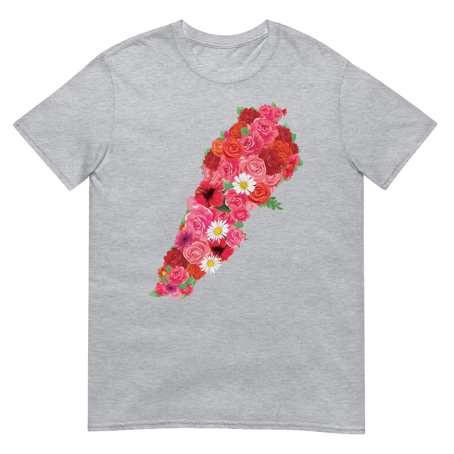 Blumengefüllte Karte des Libanon Unisex T-Shirt