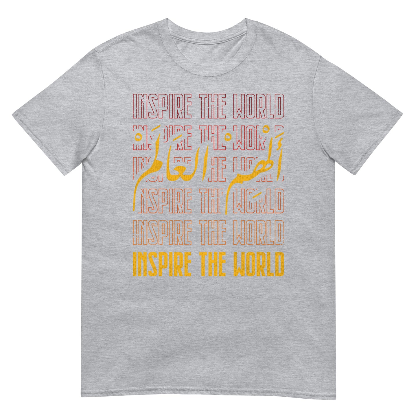 Inspiriere die Welt – Arabische Schrift + englisches Unisex-T-Shirt