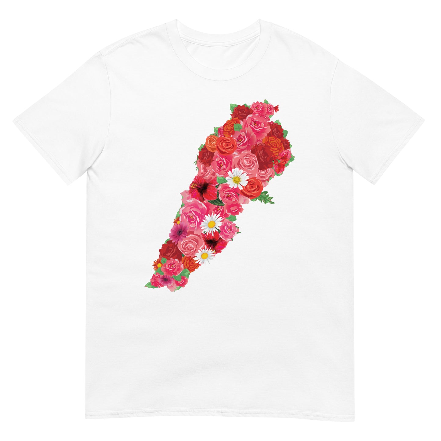 Blumengefüllte Karte des Libanon Unisex T-Shirt