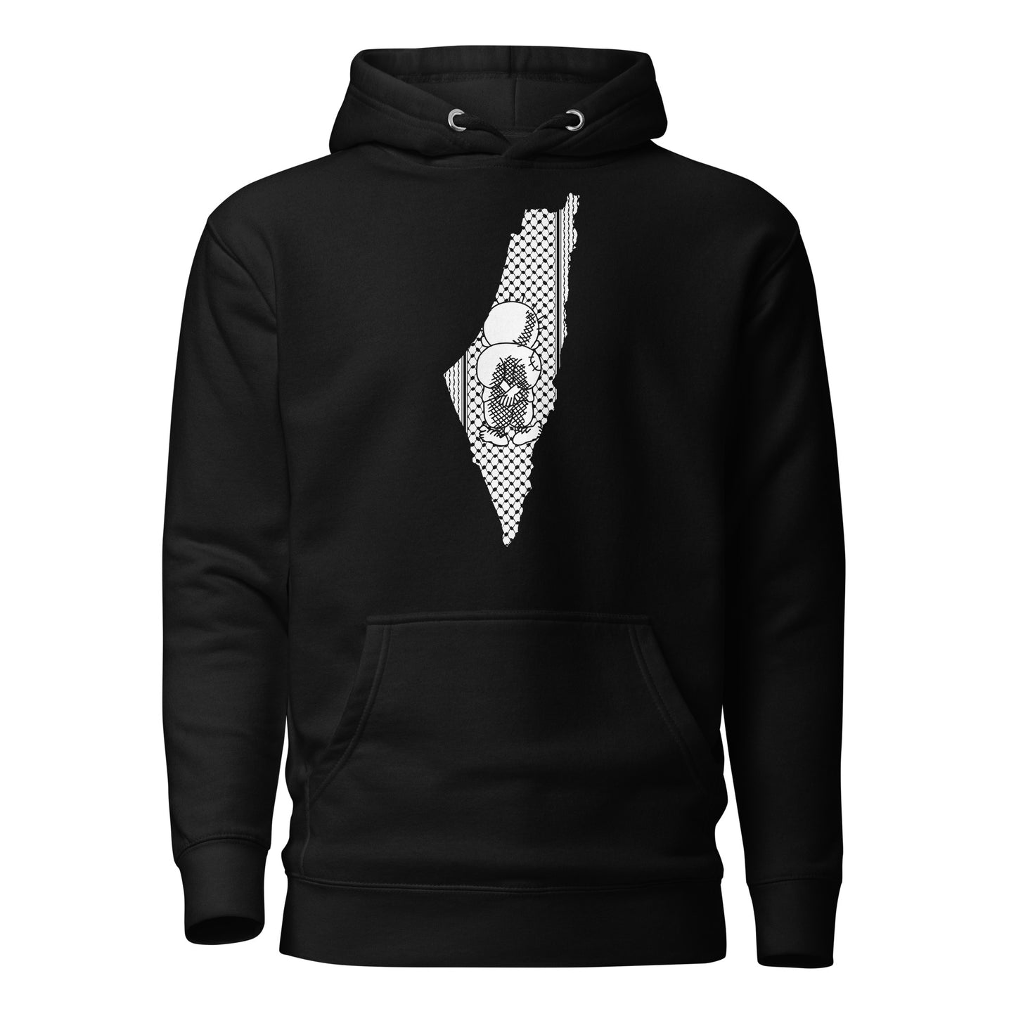 Palestine Map with Handala and Kufiya Unisex Hoodie