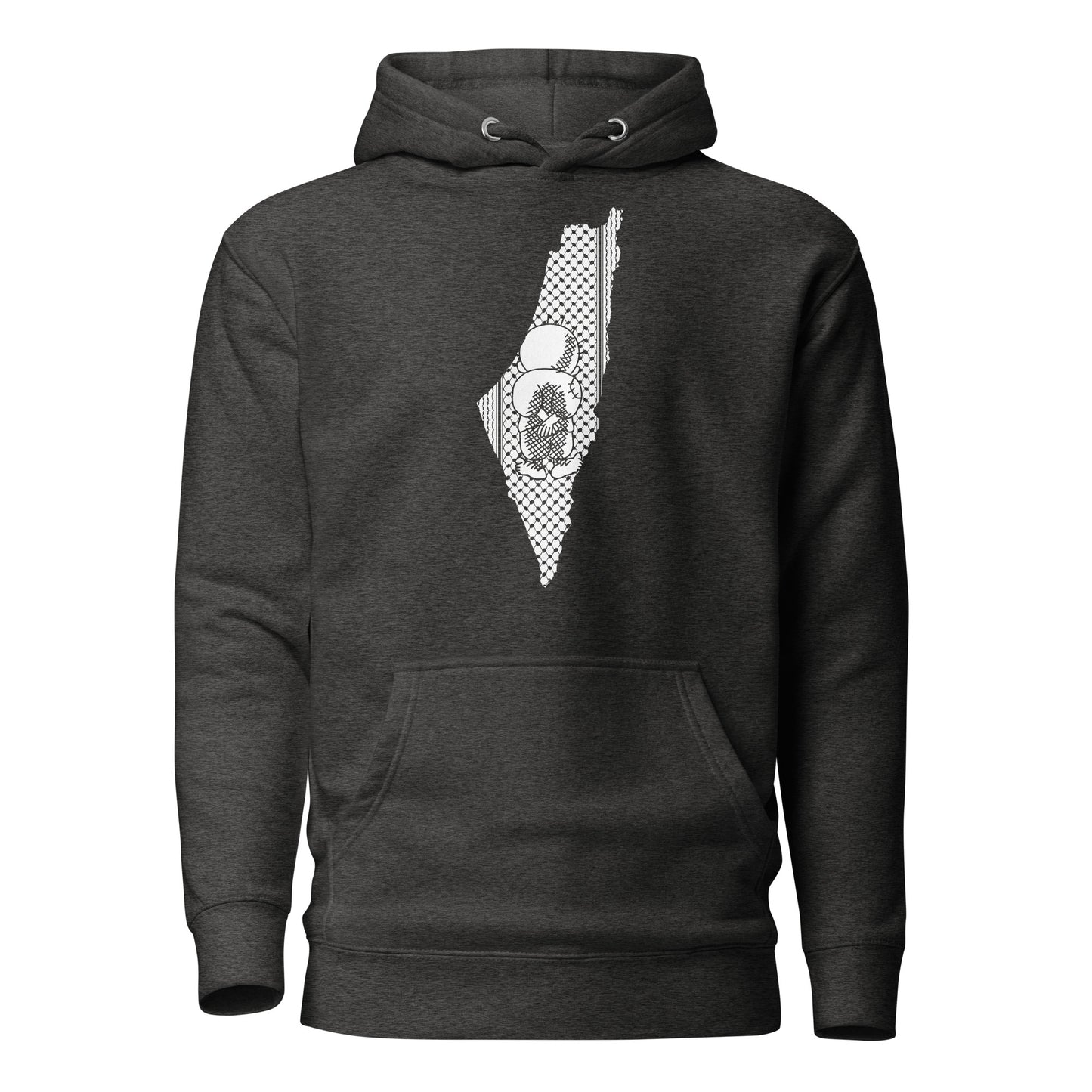 Palestine Map with Handala and Kufiya Unisex Hoodie