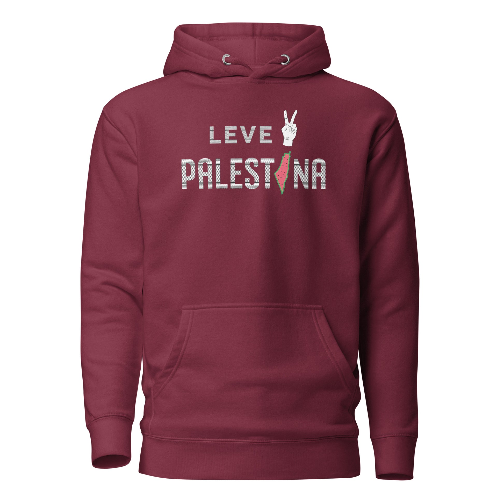 Leve Palestina - Kufiya Unisex Hoodie Maroon