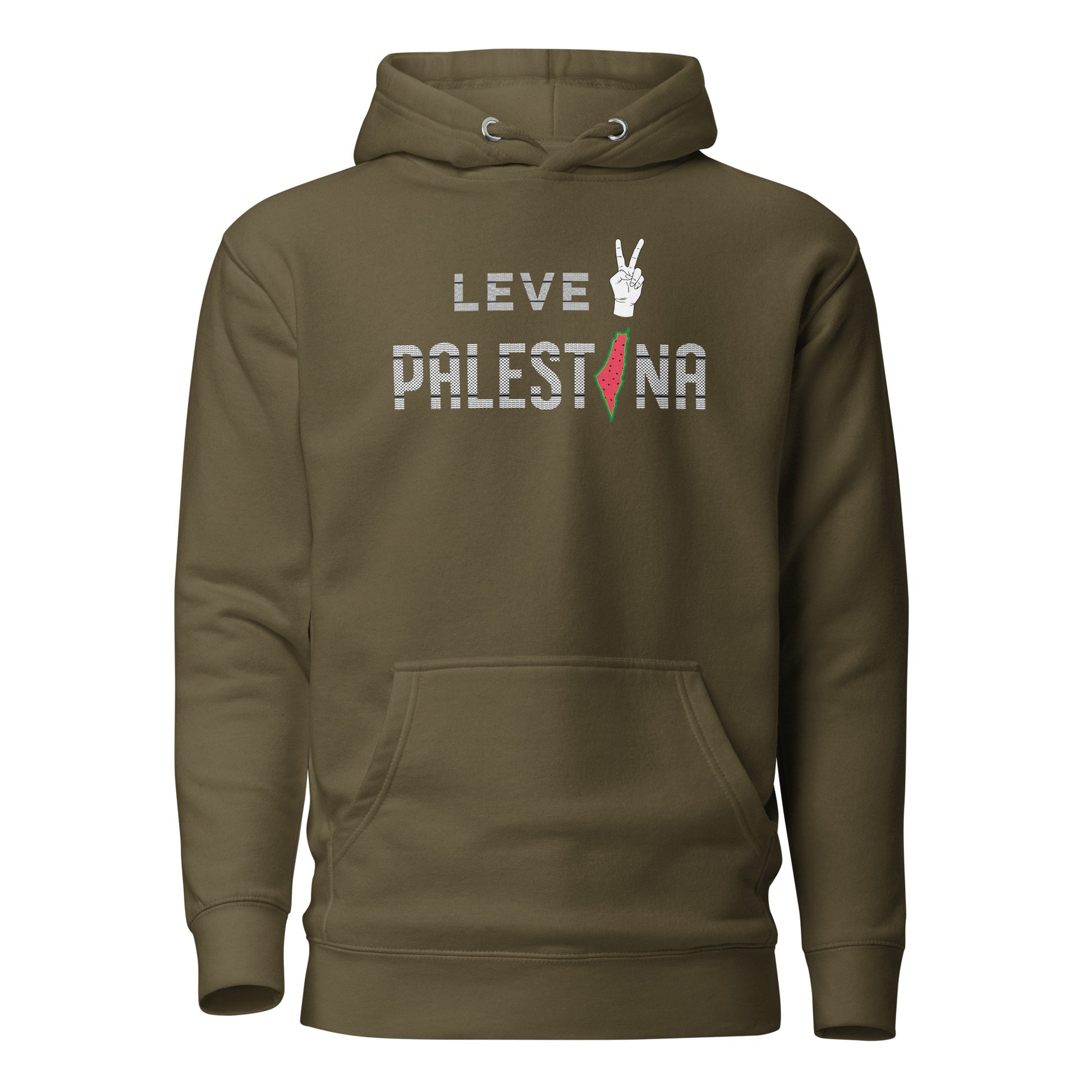 Leve Palestina - Kufiya Unisex Hoodie Military Green