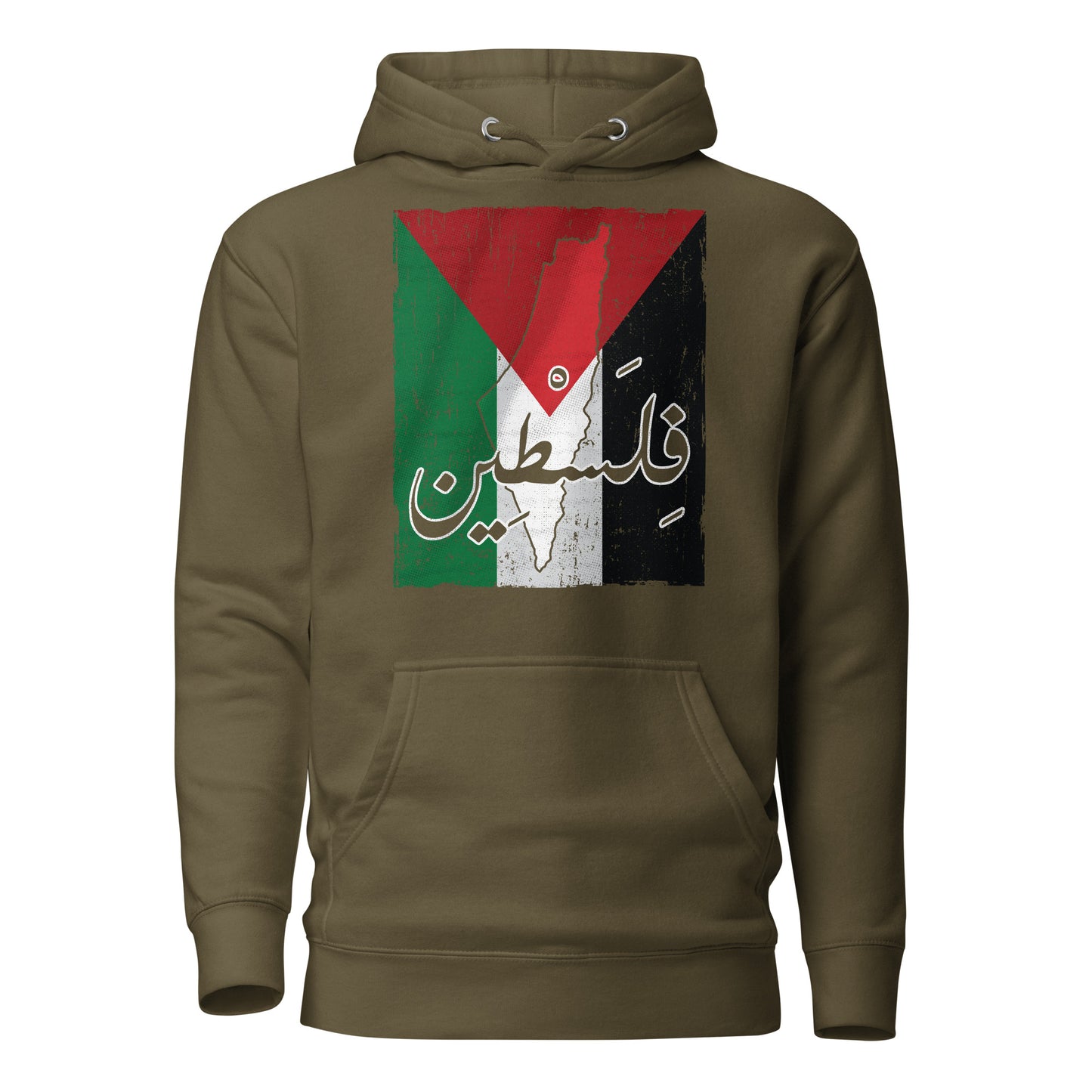 Palestine - Flag, Map, and Arabic Script Unisex Hoodie