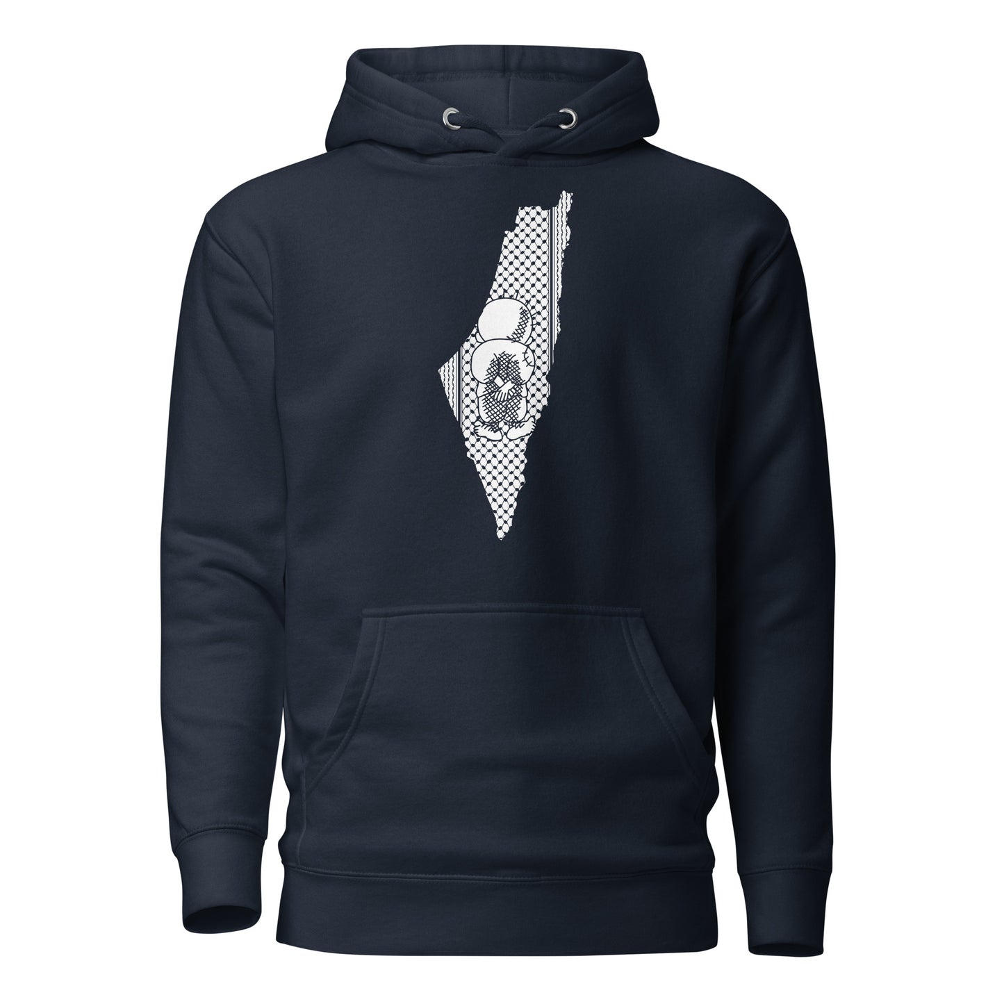 Palestine Map with Handala and Kufiya Unisex Hoodie